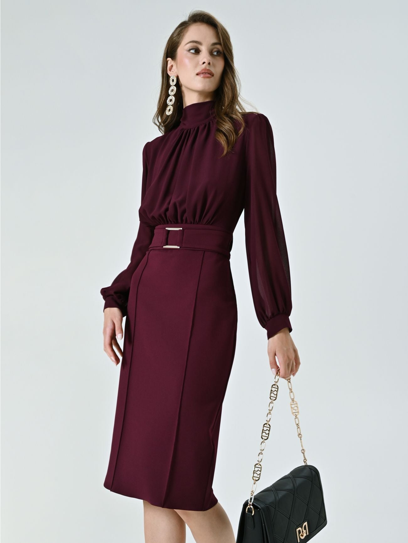 hugo boss burgundy dress Yulia Maxi Dress Plum Brown | Strapless Pleated Gown